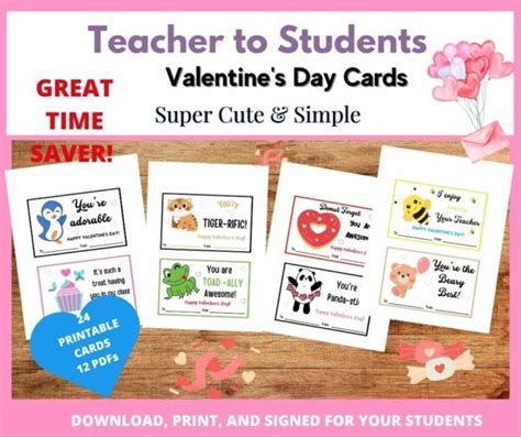 Valentine's Day Classroom Cards, Teacher To Students Valentine's Day ...