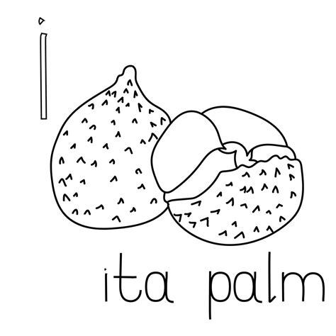 Coloring page fruit and vegetable ABC, Letter I - ita palm fruit ...