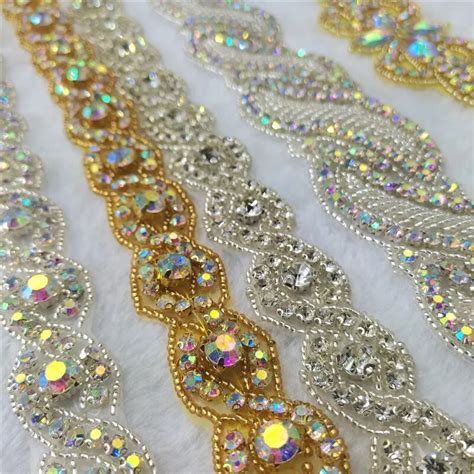 1 Yard Steentjes Crystal Dress Applique Zilveren Kralen Trim Voor