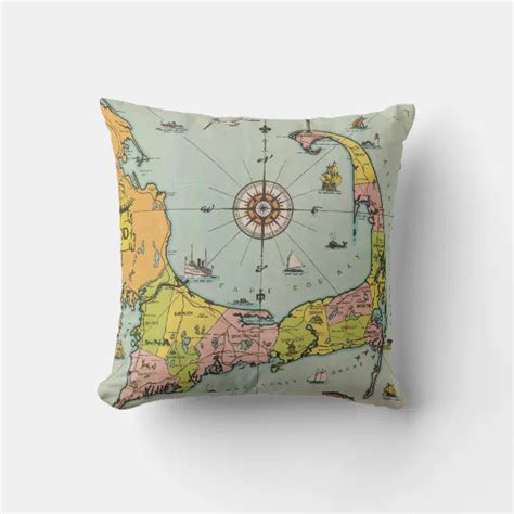 Vintage Map Of Cape Cod Throw Pillow Zazzle