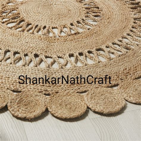 Jute Round Artisan Rug Natural Jute And Herb Dye Rug Etsy