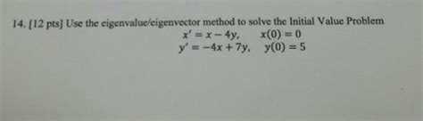 Solved Use The Eigenvalueeigenvector Method To Solve The