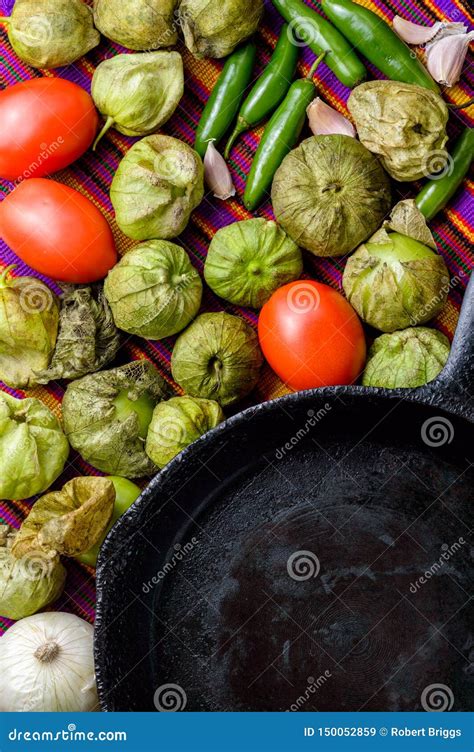 Ingredients for Cooking Mexican Green Sauce Stock Image - Image of husk ...