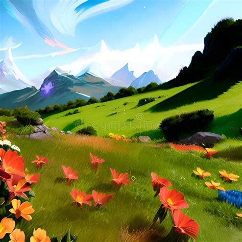 Digital Art Mountain Background Wallpaper Stock Illustration ...