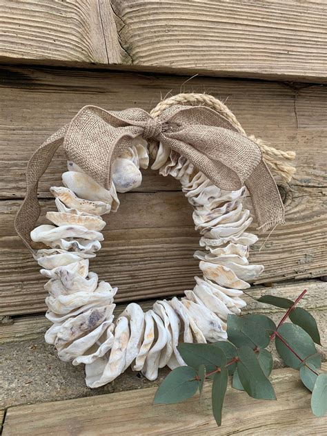 Small Cream Oyster Shell Wreath Etsy In Shell Wreath Oyster