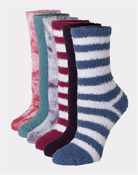 Hanes Womens Cozy Crew Socks 6 Pack Soft Fluffy Comfy Sz 5 9 4 Color Choices