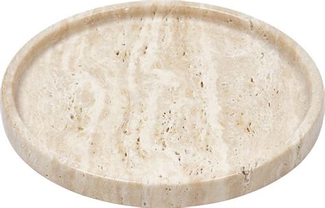 Round Travertine Tray Beige Bol