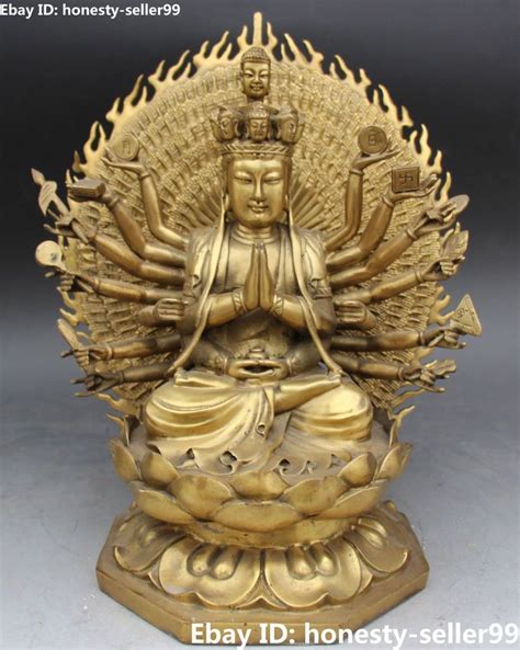 13 Chinese Bronze Seat 1000 Arms Avalokiteshvara Of Guan Yin Goddess