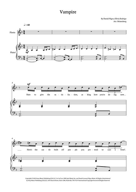 Vampire Arr Heisenberg By Olivia Rodrigo Sheet Music For Flute And