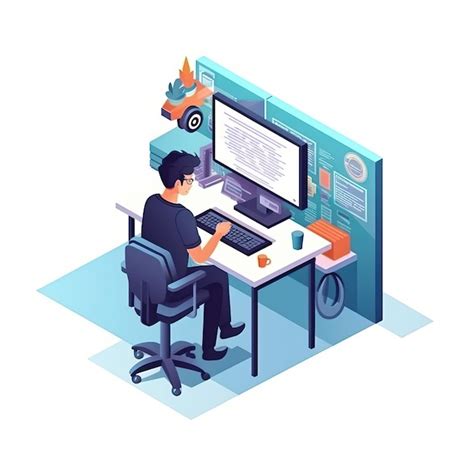 Premium Vector Isometric Vector Software Developer On White Background