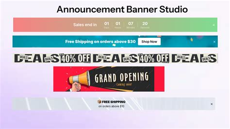 announcement banner studio upload predesigned banners  clickable
