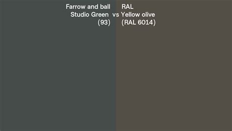 Farrow And Ball Studio Green 93 Vs RAL Yellow Olive RAL 6014 Side