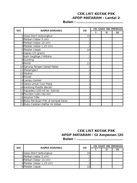 Cek List Kotak P3kxlsx