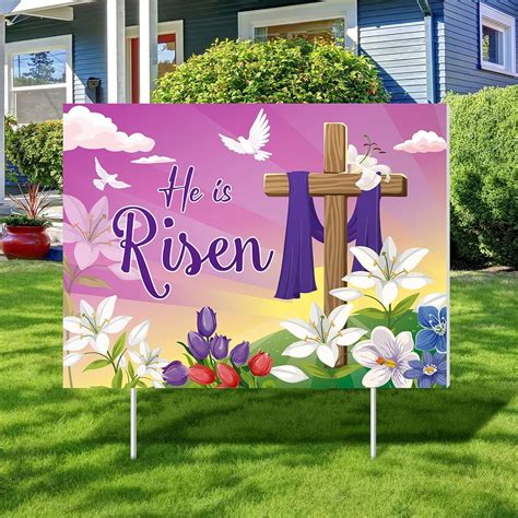 He Is Risen Yard Sign Happy Easter Yard Sign Outdoor