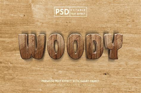 Efecto De Texto Editable Woody Realista Archivo Psd Premium