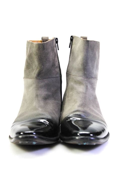 Jean Michel Cazabat Mens Gray Black Ombre Leather Ankle Boots Shoes