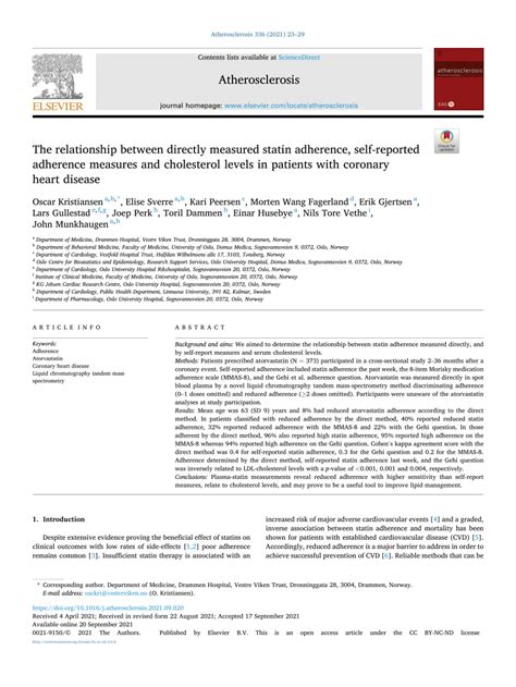 Pdf High But Not Low Self Reported Statin Adherence Was Confirmed By