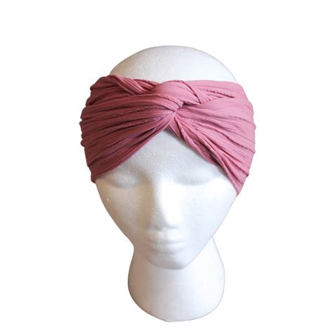 Mauve Twisted Headband Nylon Headband Pink Headwrap Twisted Etsy