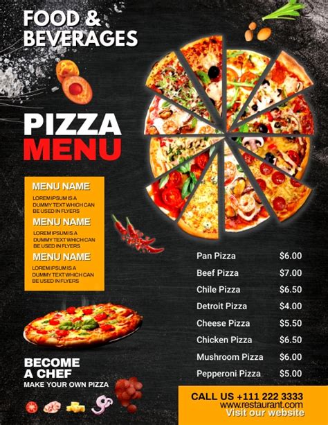 Pizza Menu Template Postermywall