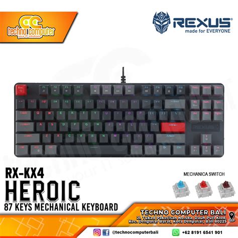 Rexus Heroic Kx Black Grey Mechanical Red Switch Gaming Keyboard