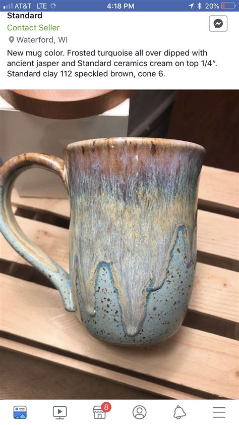 Frosted Turq Dipped With Ancient Jasper And Cream On Rim Diy Pottery