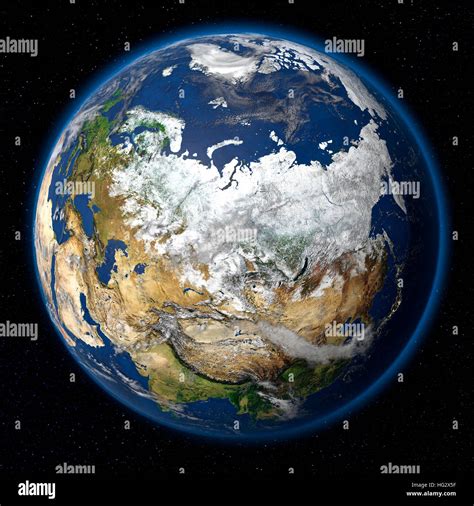 Earth Viewed From Space Showing Russia Realistic Digital Illustration