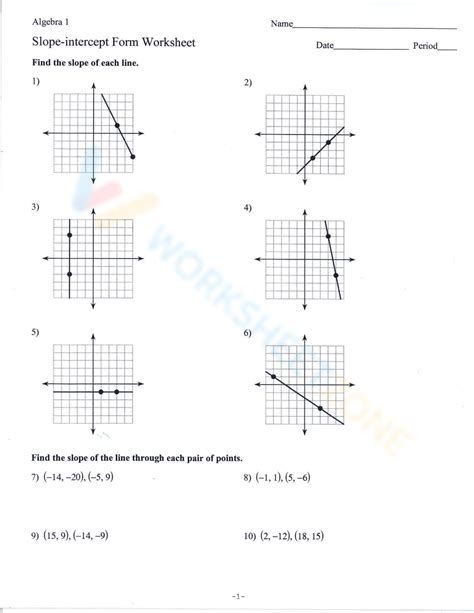 Graphing Lines In Slope Intercept Form Worksheet Worksheets Library