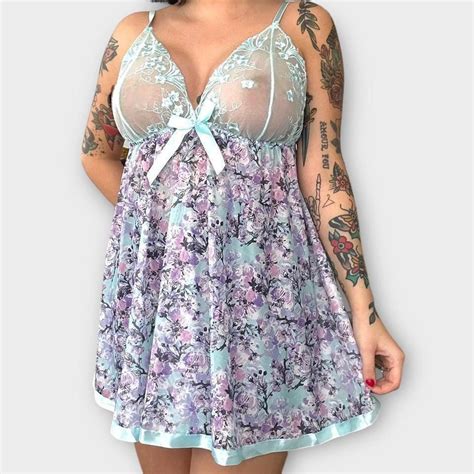 Y K Pastel Lacey Babydoll Lingerie Top Size XL Depop