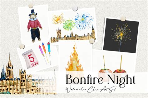 Bonfire Night - Watercolor Clip Art | Education Illustrations ...