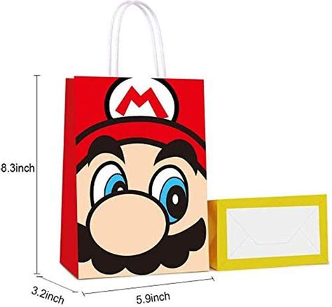 16 Pcs Party Favor Bags For Super Bros Mario Birthday Party Supplies