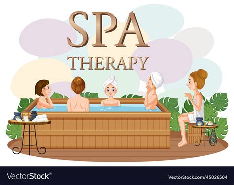 Spa Therapy Text With Women In Hot Tub Royalty Free Vector