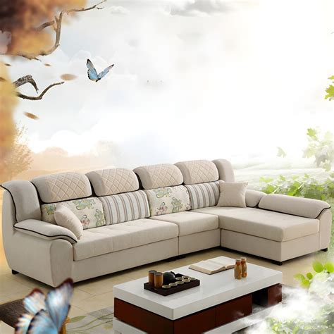 Contemporary Cotton Sectional Sofa Chaise Sleeper Sectional for Living ...