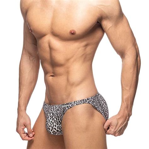 Herren Bikini Badeslip In Grauem Leoparden Style Mit Push Up Von Addicted