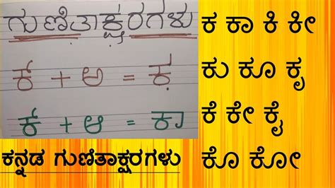 Kannada Gunitakshara Galu | Kagunita In Kannada | ಕನ್ನಡ ಕಾಗುಣಿತ ಕ ಕಾ ಕಿ ...