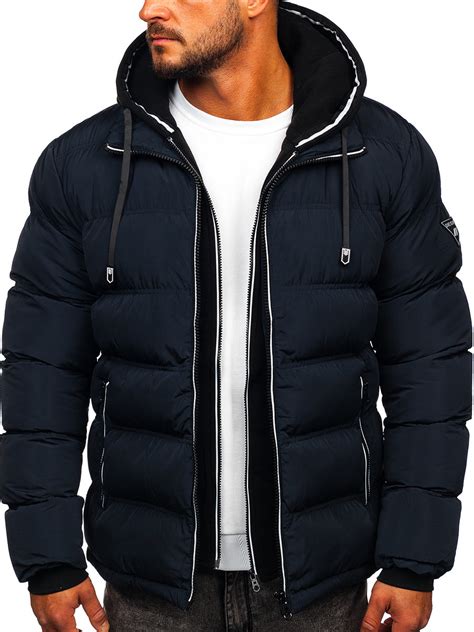 Chaqueta Acolchada De Invierno Para Hombre Color Azul Oscuro Bolf 6881