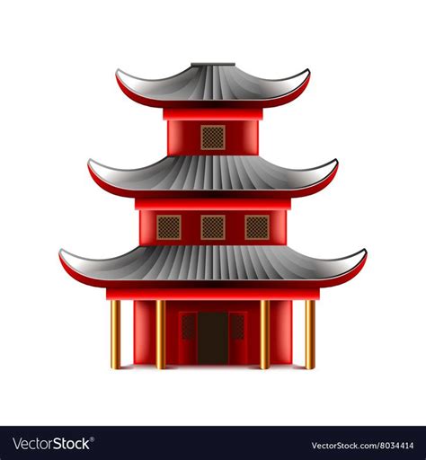 Chinese temple isolated on white Royalty Free Vector Image | Chinese ...