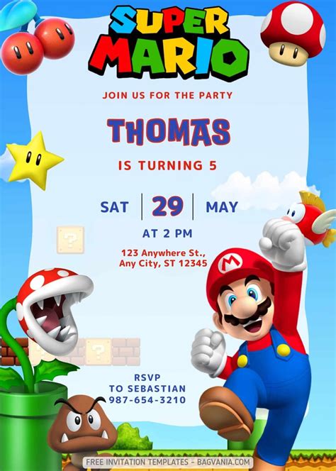 FREE Super Mario Bros. Birthday Invitation Templates