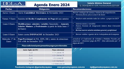 Enero Agenda De Obligaciones Fiscales Laborales Y De Seguridad