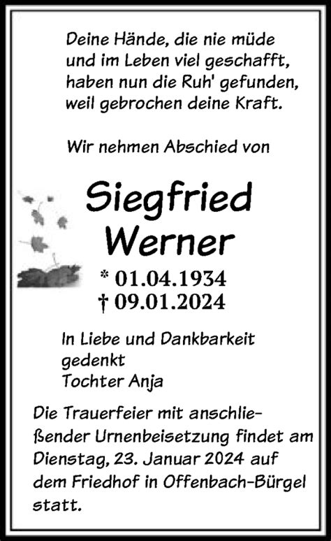 Traueranzeigen Von Siegfried Werner Trauer Op Online De