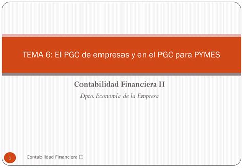 Tema 6 El PGC Y En El PGC Para Pymes TEMA 6 El PGC De Empresas Y