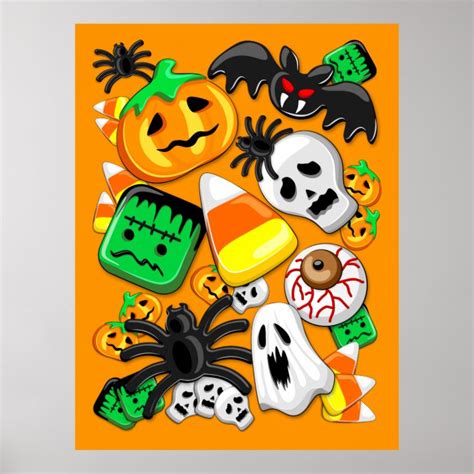 Halloween Spooky Candies Party Poster Zazzle