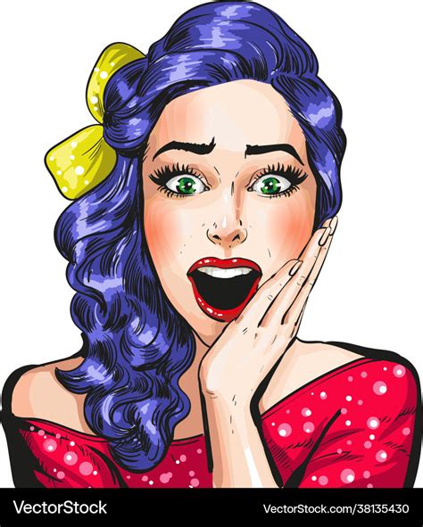 Pop Art Woman Wow Face Expression Comic Royalty Free Vector