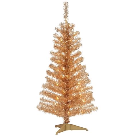 National Tree Company 4 Ft Champagne Tinsel Artificial Christmas Tree