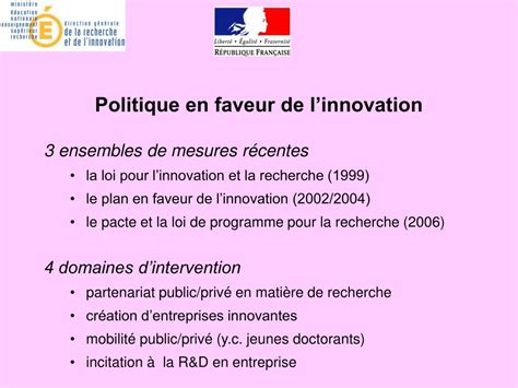 Ppt La Politique De Letat En Faveur De Linnovation Et Du Transfert