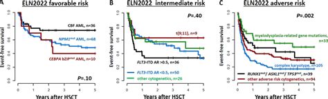 Event Free Survival Within The Three Eln2022 Risk Groups At Diagnosis