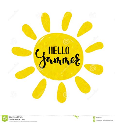 Hello Summer Hand Drawn Calligraphy And Brush Pen Lettering Stock