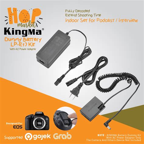 Jual Kingma Dummy Battery Kit Canon Lp E17 Indoor With Ac Power Supply