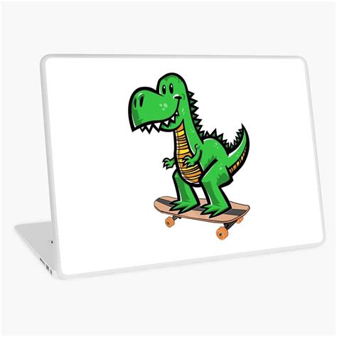 Dinosaur Skateboarding Dino Laptop Skin by saltashdesigns | Vinyl decal ...