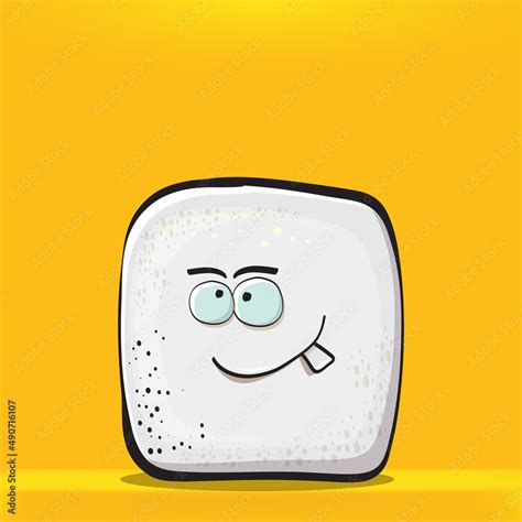 Vector Cartoon sugar cartoon characters isolated on orange background. funky sweet sugar cube ...