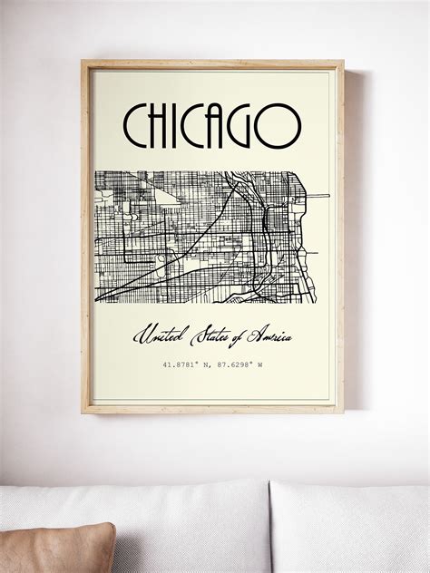 CHICAGO US City Street Map Poster Printable Wall Art Map - Etsy